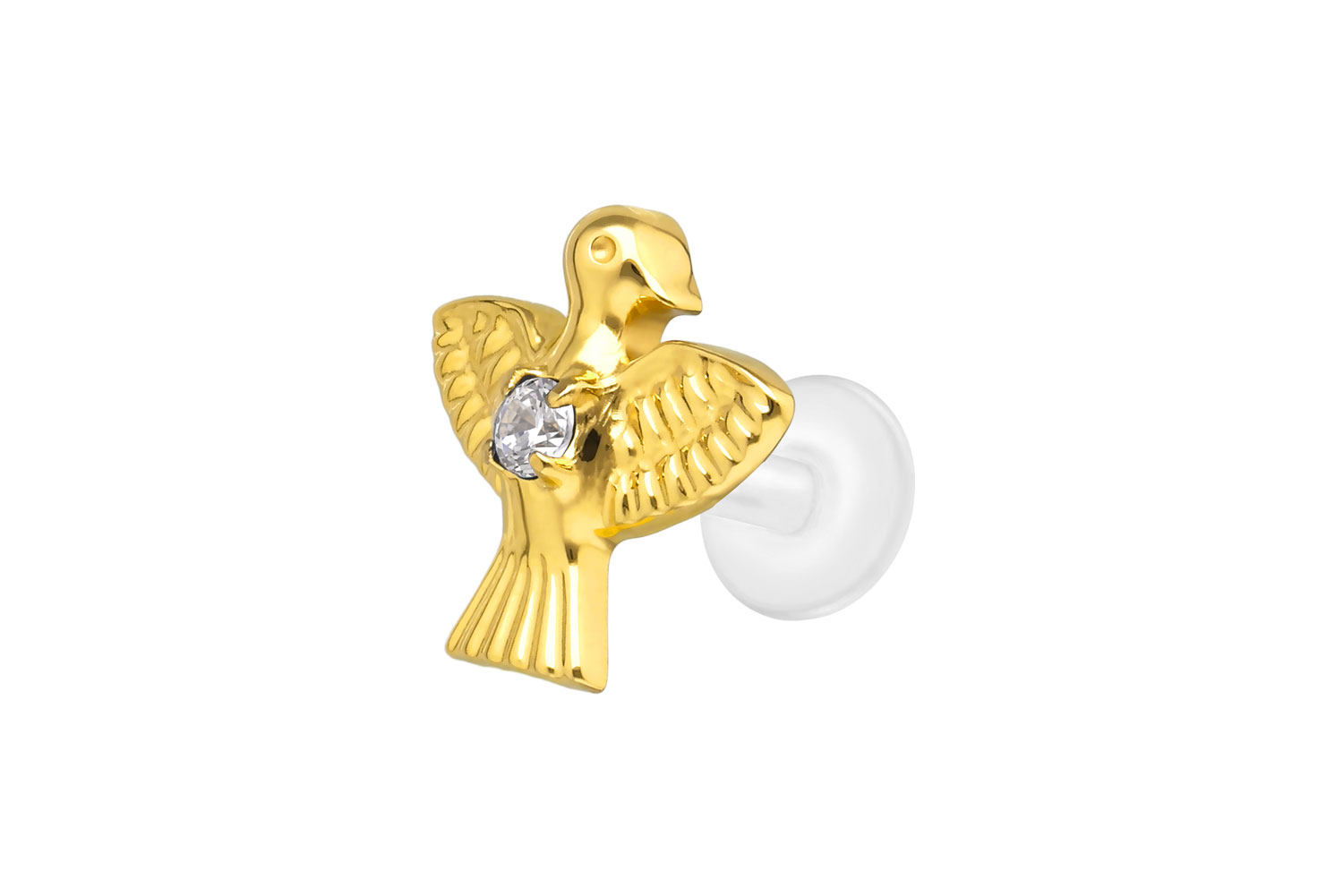 PTFE Labret Piercing mit Innengewinde + Titan-Aufsatz TAUBE